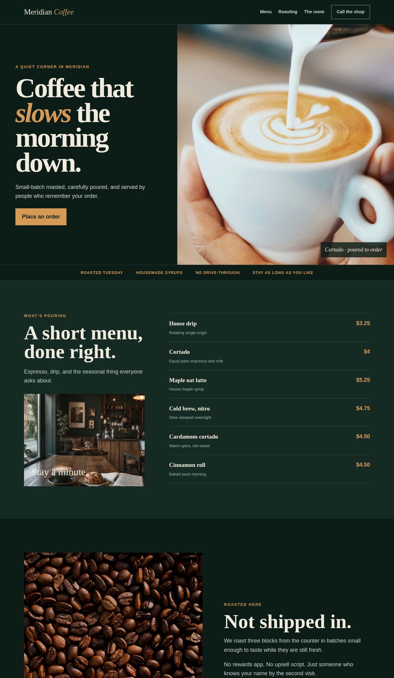 Meridian Coffee website preview